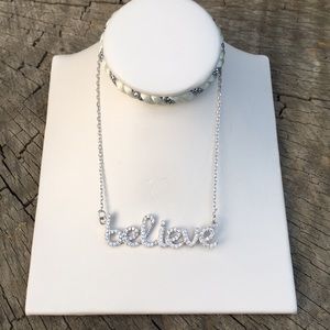 Sterling Silver Believe Necklace with Cubic Z.